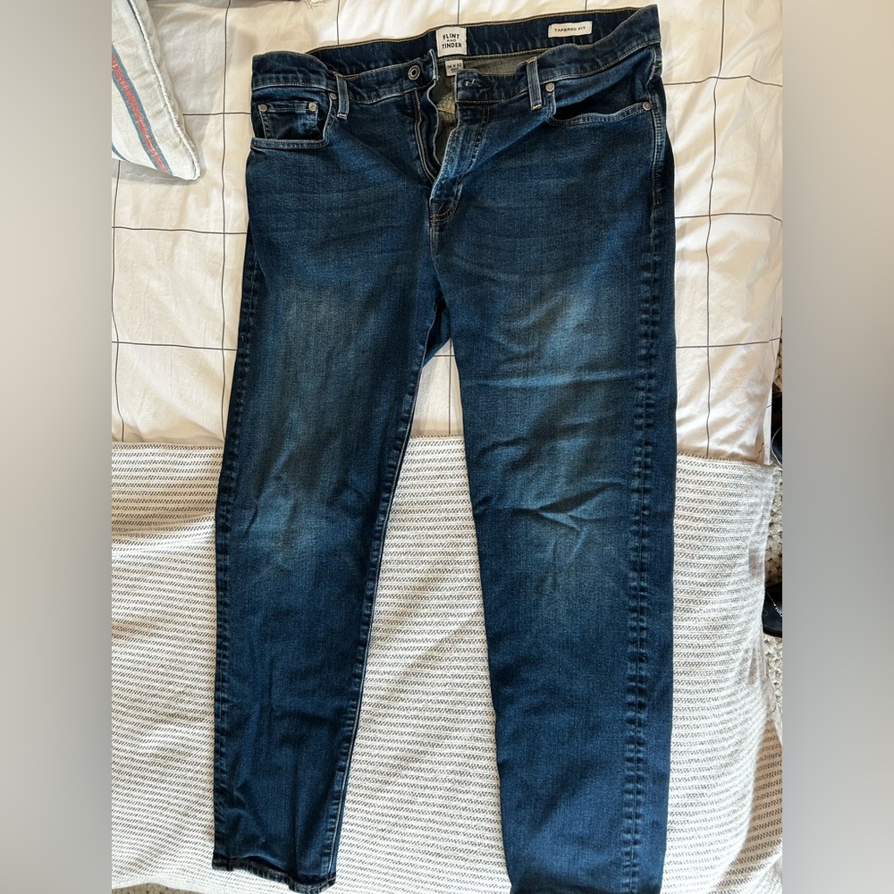 Flint and Tinder Stretch Selvedge Dark Blue Tapered Fit  Jeans